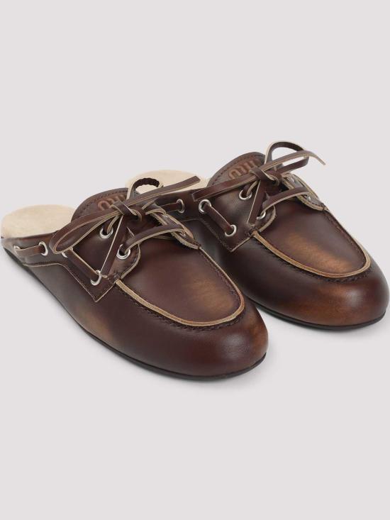 26SS 미우미우 뮬/슬리퍼 5D455EF0053F33F0038 Dark Brown - MIU MIU