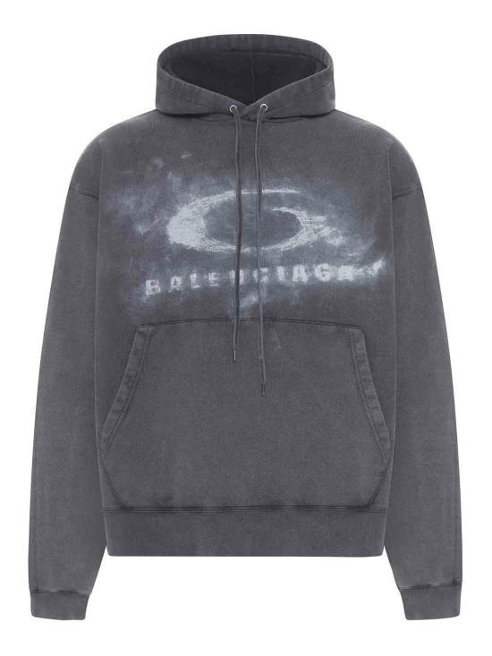 26SS 발렌시아가 워시드 크레용 루프 오버사이즈 후드티셔츠 858143TTVN69034 Black