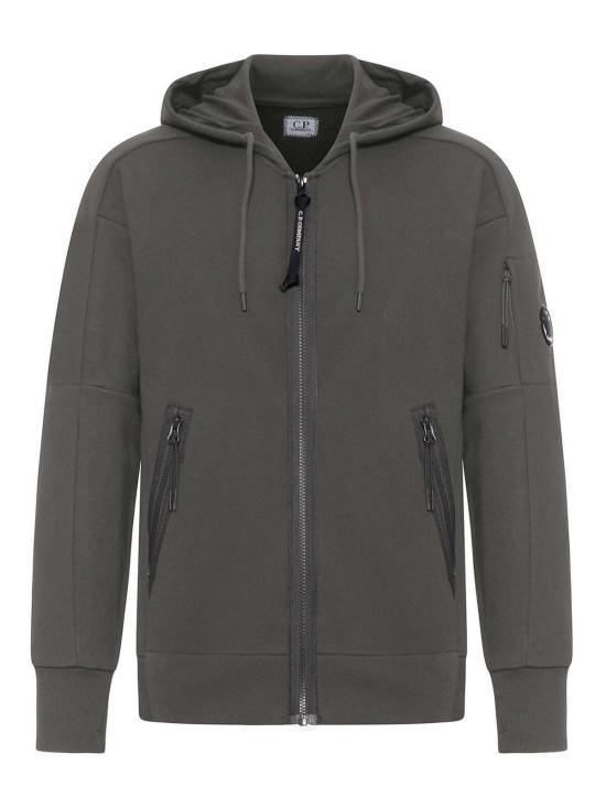 26SS 씨피 컴퍼니 다이애그널 레이즈드 플리스 집 후드 렌즈 스웨트셔츠 20CMSS716A005086W 921 Anthracite