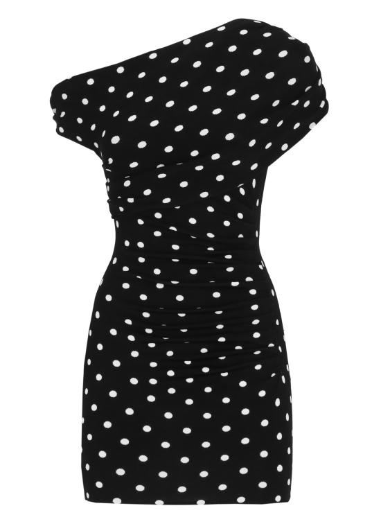 26SS 셀프 포트레이트 미디 원피스 RS26108SAB POLKA DOT DRAPEDBLACK WHITE Black