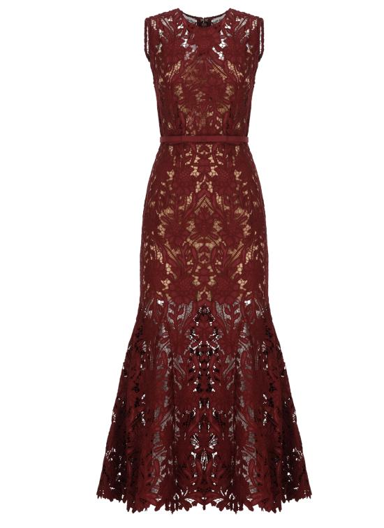 26SS 셀프 포트레이트 미디 원피스 RS26167MABU BURGUNDY GUIPUREBURGUNDY Bordeaux