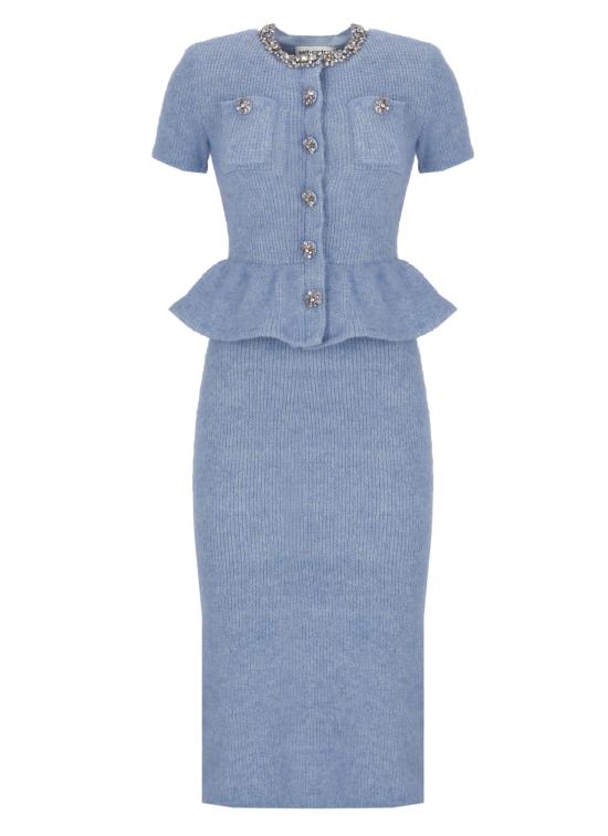 26SS 셀프 포트레이트 미디 원피스 RS26106MBL BLUE PEPLUMBLUE Blue