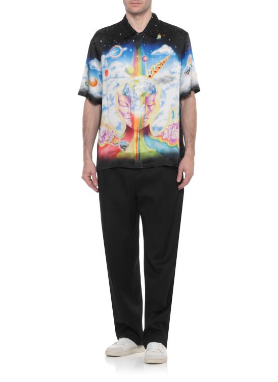 26SS 카사블랑카 반팔 셔츠 MSP26SH00307 SILK SATIN Black - CASABLANCA