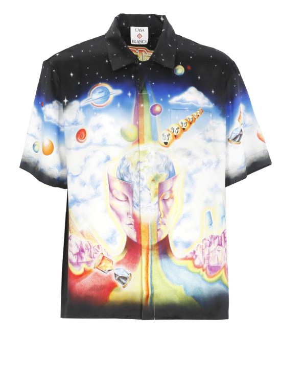 26SS 카사블랑카 반팔 셔츠 MSP26SH00307 SILK SATIN Black