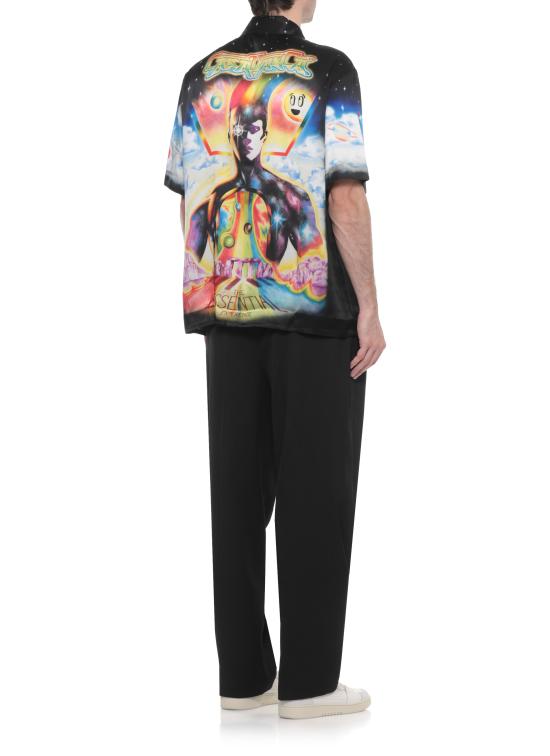 26SS 카사블랑카 반팔 셔츠 MSP26SH00307 SILK SATIN Black - CASABLANCA