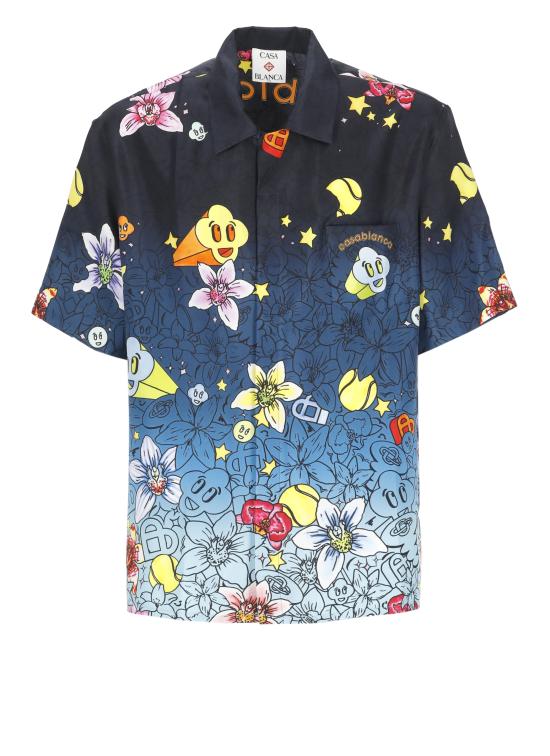 26SS 카사블랑카 반팔 셔츠 MSS26SH00303 COLLAGE D ICONES GRAPH Blue