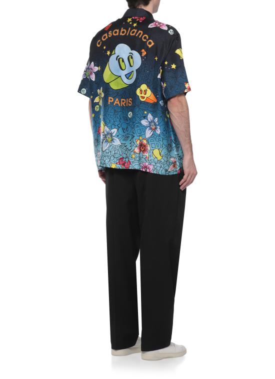 26SS 카사블랑카 반팔 셔츠 MSS26SH00303 COLLAGE D ICONES GRAPH Blue - CASABLANCA