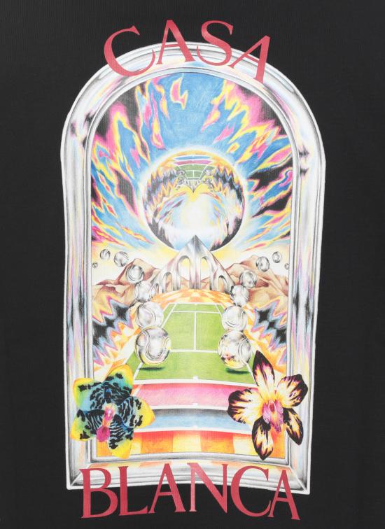 26SS 카사블랑카 반팔 티셔츠 MSS26JTS00109 TENNIS LANDSCAPE Black - CASABLANCA