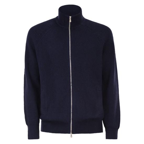 25FW 브루넬로 쿠치넬리 말필레 코튼 잉글리시 립 가디건 MNI708616 NAVY