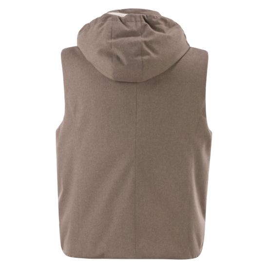 25FW 브루넬로 쿠치넬리 본디드 울 플란넬 디테처블 후드 다운 베스트 MM4701775 HAZELNUT - BRUNELLO CUCINELLI