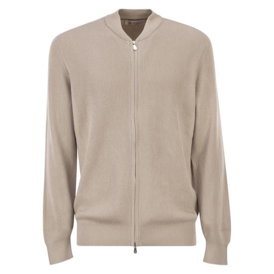 26SS 브루넬로 쿠치넬리 집업 니트 M29400006 BEIGE