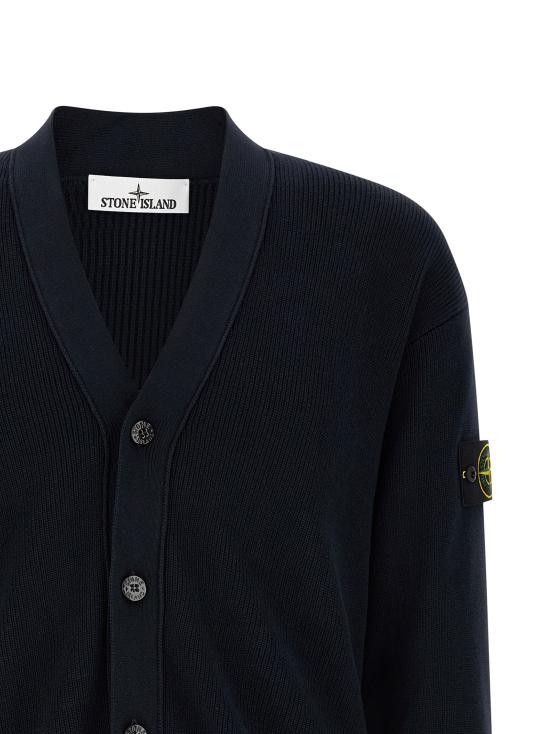 26SS 스톤 아일랜드 립드 소프트 오가닉 코튼 브이넥 가디건 L1S155100009S00D8V0020 Blue - STONE ISLAND