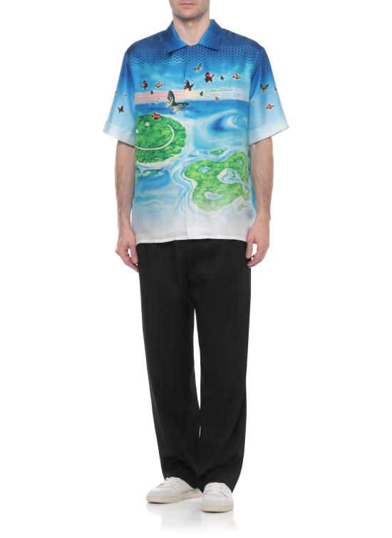 26SS 카사블랑카 반팔 셔츠 MSP26SH00302 SILK TWILL Blue - CASABLANCA