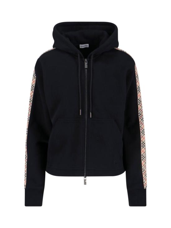 26SS 버버리 체크 트리밍 코튼 지퍼 후디 8121158 A1189 Black