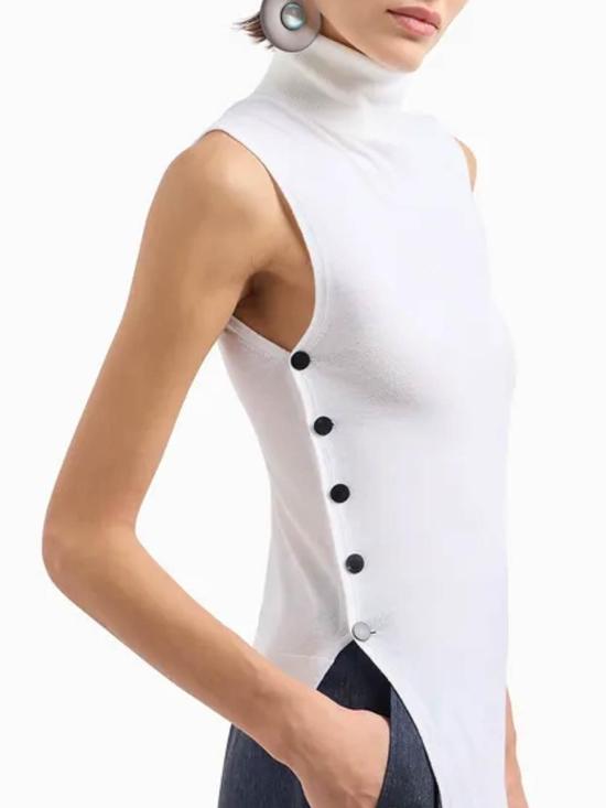  조르지오 아르마니 민소매 티셔츠 6DAK01AM25ZU0BN White - GIORGIO ARMANI