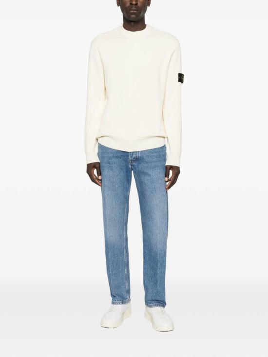 26SS 스톤 아일랜드 립드 소프트 오가닉 코튼 레귤러 핏 크루넥 스웨터 L1S155100154S00D8V0093 White - STONE ISLAND