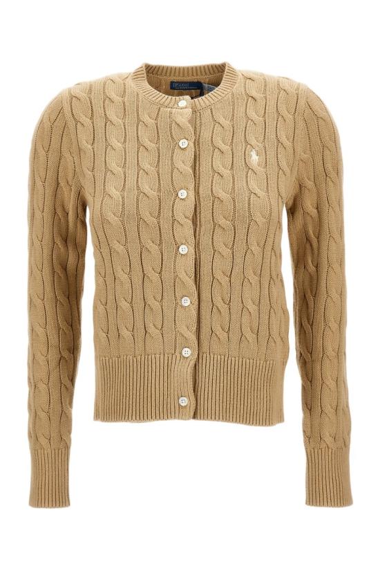 26SS 폴로 랄프로렌 폴로 자수 케이블 니트 가디건 211971868502VINTAGEKHAKI Brown