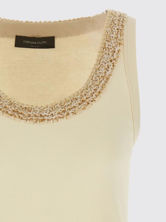 26SS 파비아나 필리피 민소매 티셔츠 JED266F602L918 0145 Butter - FABIANA FILIPPI