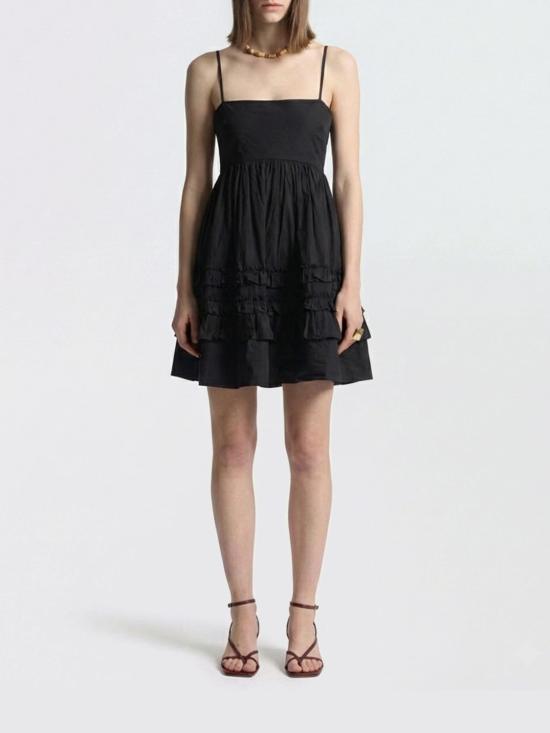 26SS 가니 프릴 슬리브리스 미니 드레스 A1030207 099 Black