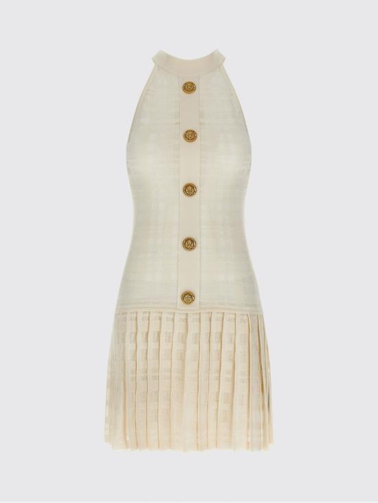 26SS 발망 롱 원피스 GF1R3375KJ36 0KA White - BALMAIN