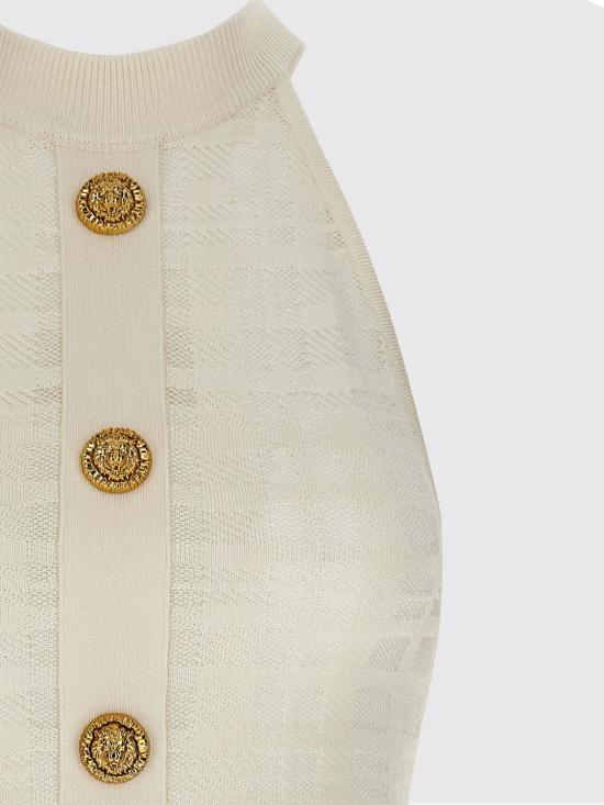 26SS 발망 롱 원피스 GF1R3375KJ36 0KA White - BALMAIN