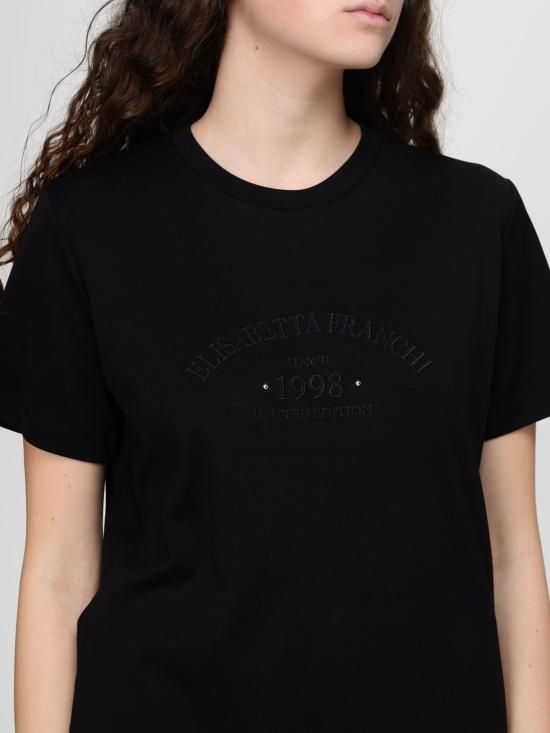 26SS 엘리자베타프랜치 반팔 티셔츠 MA01761E2 110 Black - ELISABETTA FRANCHI