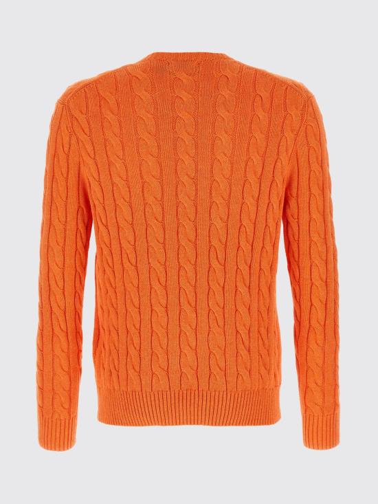 26SS 폴로 랄프로렌 로고 자수 케이블 니트 스웨터 710775885 529 Orange - POLO RALPH LAUREN