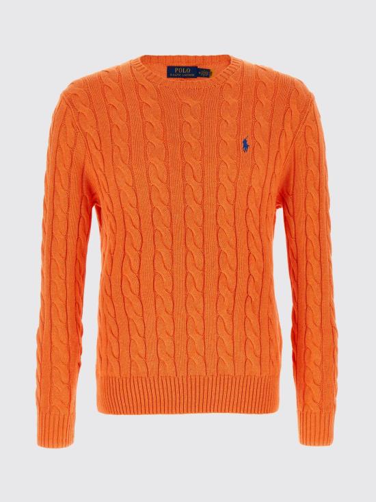 26SS 폴로 랄프로렌 로고 자수 케이블 니트 스웨터 710775885 529 Orange - POLO RALPH LAUREN