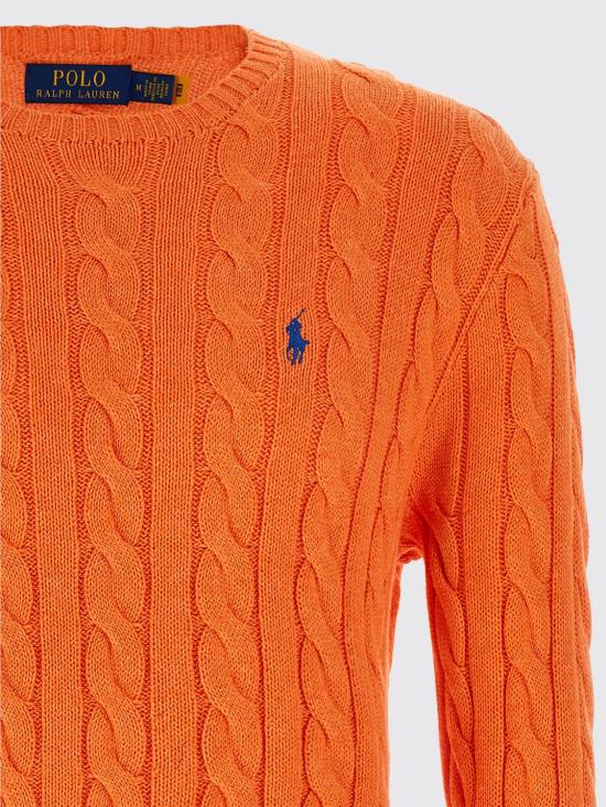 26SS 폴로 랄프로렌 로고 자수 케이블 니트 스웨터 710775885 529 Orange - POLO RALPH LAUREN