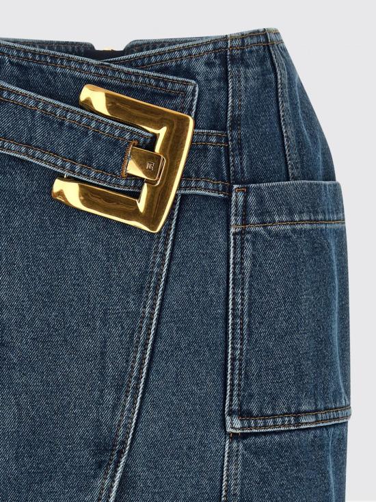 26SS 발망 데님 스커트 GF1LBB28DG08 6EX Blue - BALMAIN
