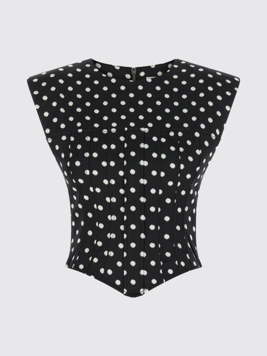 26SS 가니 폴카 도트 새틴 코르셋 탑 A1040078 099 Black - GANNI