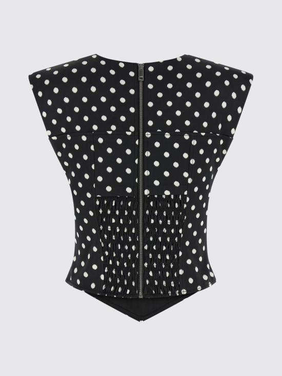 26SS 가니 폴카 도트 새틴 코르셋 탑 A1040078 099 Black - GANNI