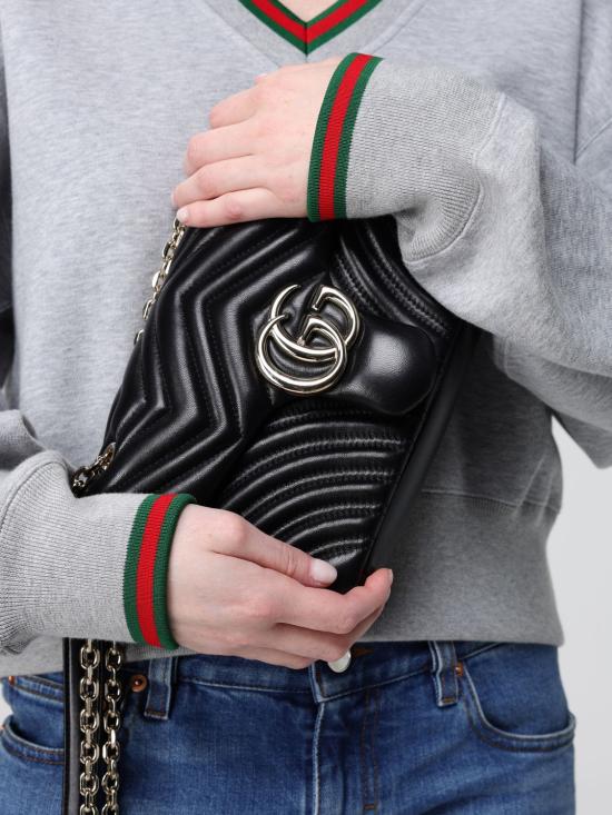 26SS 구찌 GG 마몽 미디움 숄더백 837267AAE38 1000 Black - GUCCI