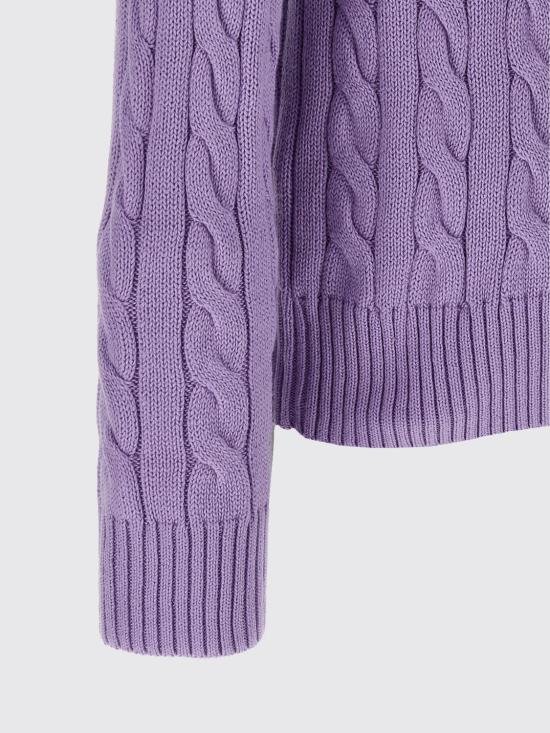 26SS 폴로 랄프로렌 로고 자수 케이블 니트 스웨터 710775885 531 Violet - POLO RALPH LAUREN