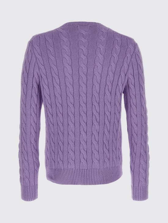 26SS 폴로 랄프로렌 로고 자수 케이블 니트 스웨터 710775885 531 Violet - POLO RALPH LAUREN