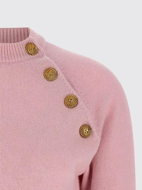 26SS 발망 캐시미어 크루넥 버튼 스웨터 GF1KA130KI87 4HR Pink - BALMAIN