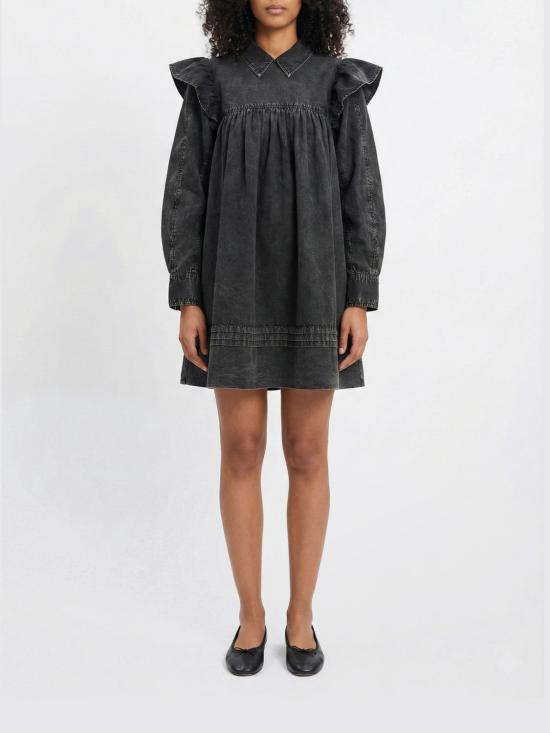 26SS 가니 워시드 미니 셔츠 드레스 A1030125 099 Black