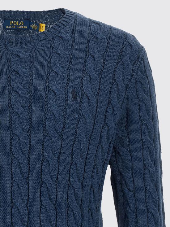 26SS 폴로 랄프로렌 로고 자수 케이블 니트 스웨터 710775885 532 Blue - POLO RALPH LAUREN