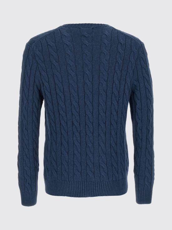 26SS 폴로 랄프로렌 로고 자수 케이블 니트 스웨터 710775885 532 Blue - POLO RALPH LAUREN