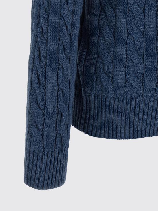 26SS 폴로 랄프로렌 로고 자수 케이블 니트 스웨터 710775885 532 Blue - POLO RALPH LAUREN