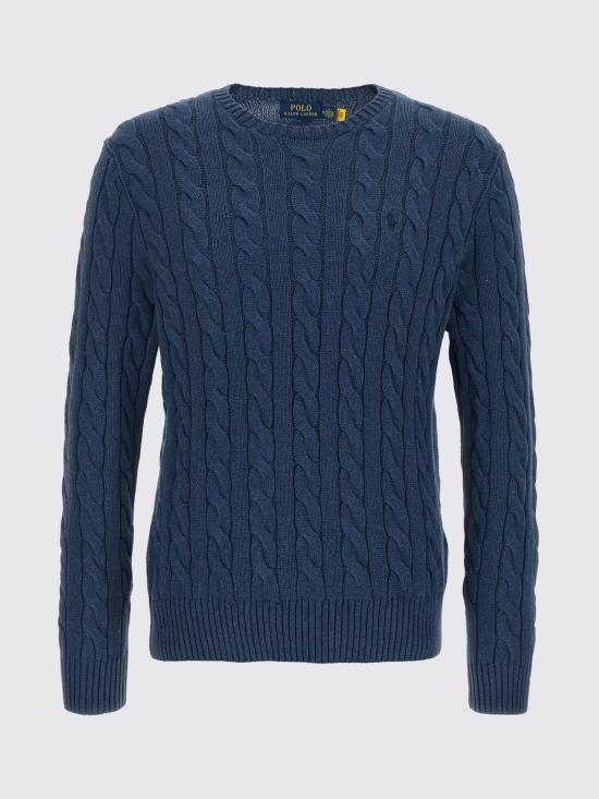 26SS 폴로 랄프로렌 로고 자수 케이블 니트 스웨터 710775885 532 Blue - POLO RALPH LAUREN