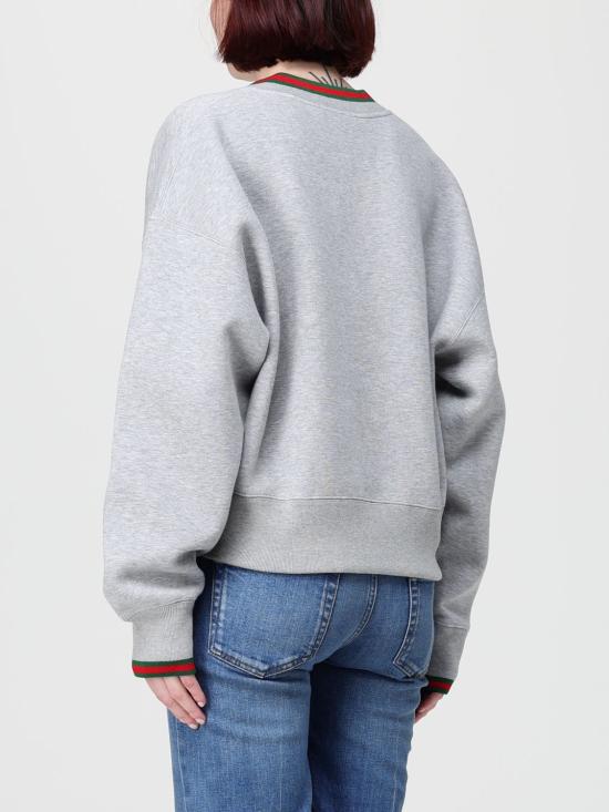26SS 구찌 웹 코튼 저지 스웨트셔츠 847933XJHIR 1160 Grey - GUCCI