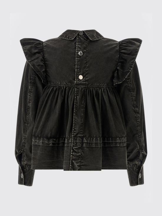 26SS 가니 워시드 프릴 블라우스 A1040061 099 Black - GANNI