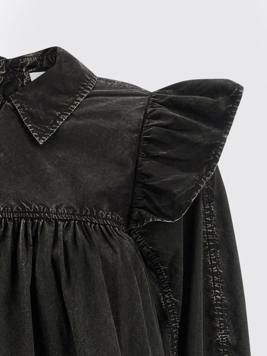 26SS 가니 워시드 프릴 블라우스 A1040061 099 Black - GANNI