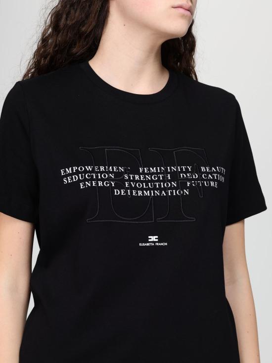 26SS 엘리자베타프랜치 반팔 티셔츠 MA69P61E2 110 Black - ELISABETTA FRANCHI