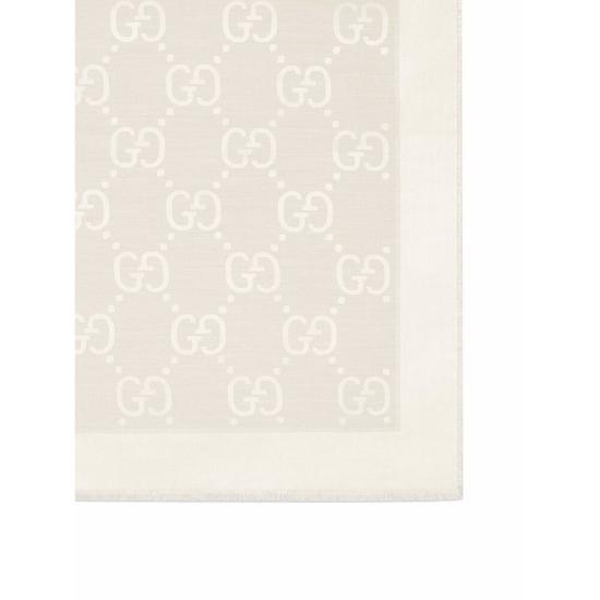 26SS 구찌 GG 자카드 실크 울 숄 6636713GC439000 WHITE DOM - GUCCI