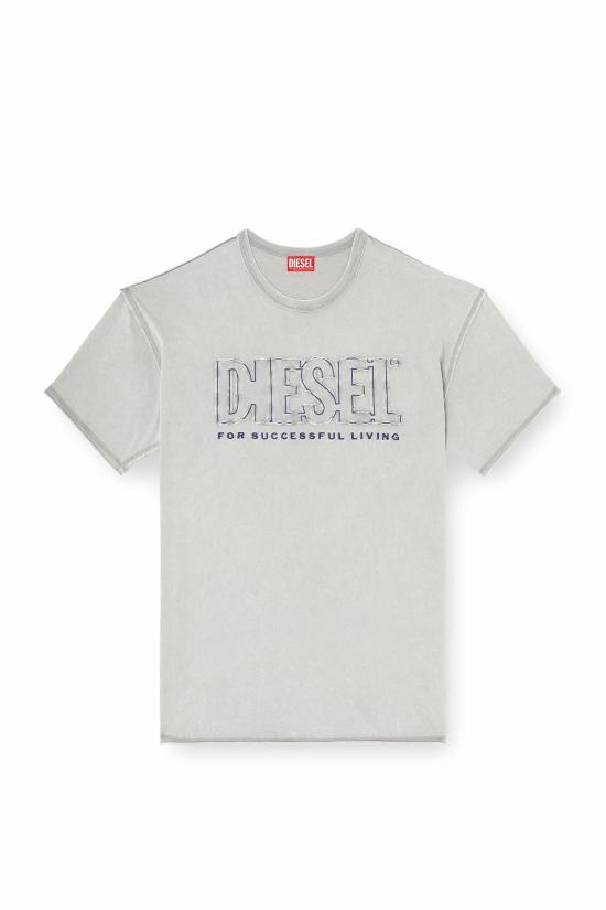 26SS 디젤 appliqué logo and raw edge 티셔츠 A210410KMAH 97D SWEATSHIRT GREY