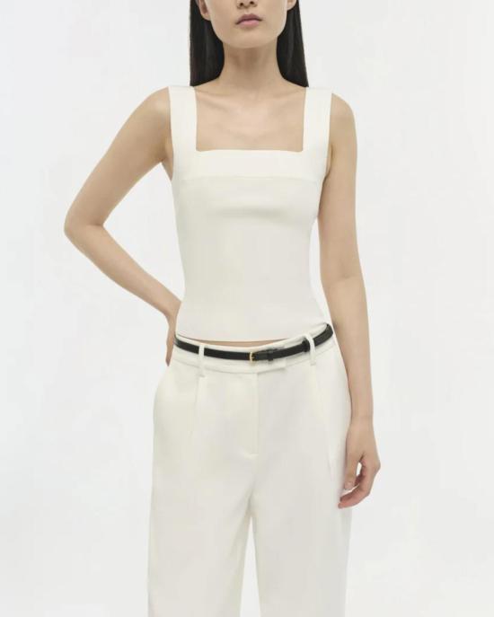  조나단 심카이 민소매 티셔츠 Jonathan Simkhai Madine 탱크 탑 화이트 - JONATHAN SIMKHAI