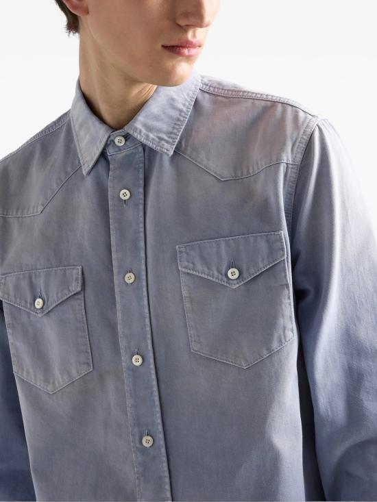 26FW 프라다 긴팔 셔츠 GEC11518PF F0E1Y BLUE - PRADA