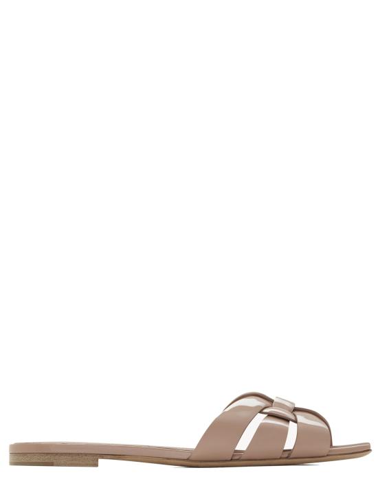 26SS 생로랑 페이턴트 레더 트리뷰트 플랫 샌들 571952AAAOW 9935 NUDE NEUTRALS